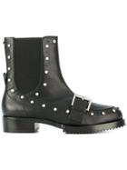 No21 Embellished Biker Boots - Black