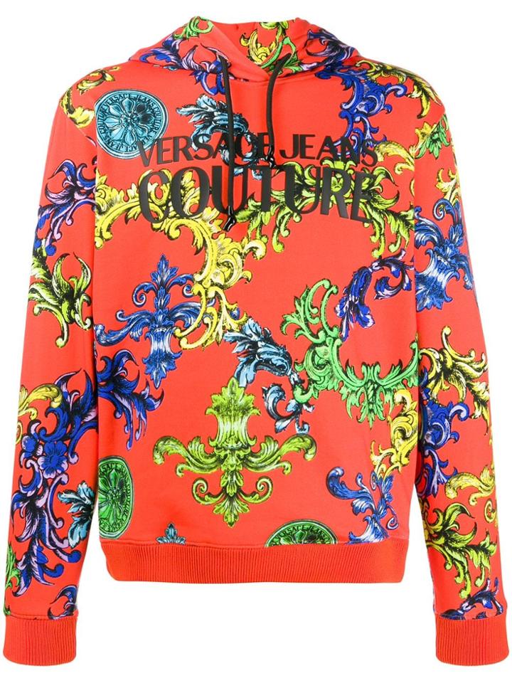 Versace Jeans Couture Baroque Print Hoodie - Orange
