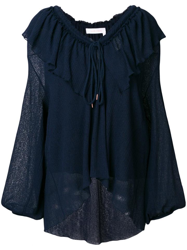 See By Chloé Bell Sleeve Blouse - Blue