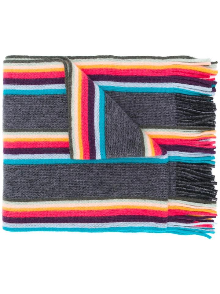 Paul Smith Rainbow Stripe Scarf - Grey
