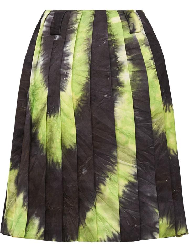 Prada Tie-dye Pleated Skirt - Black