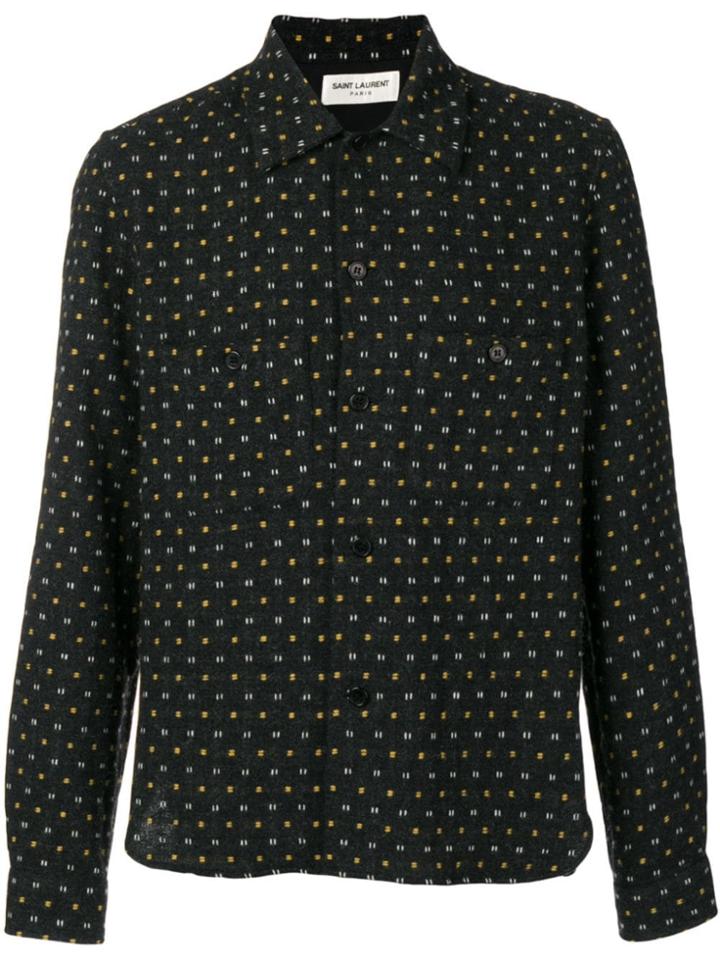 Saint Laurent Stitched Pattern Shirt - Black