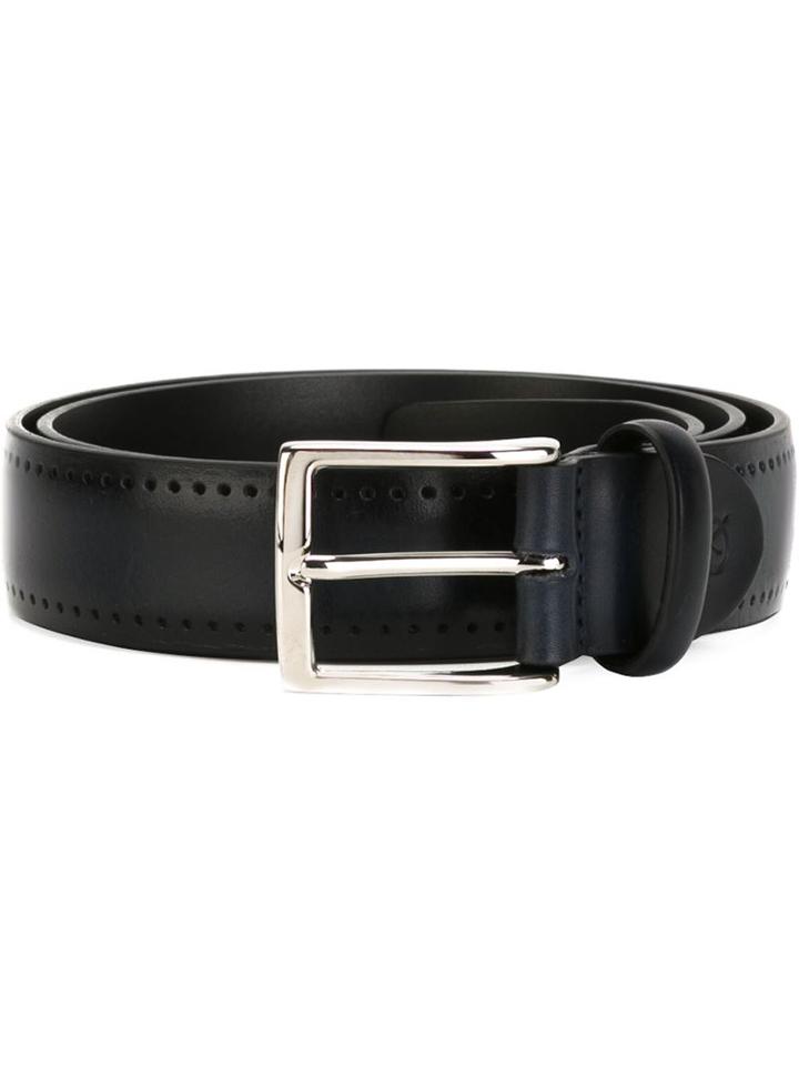 Canali Classic Buckle Belt, Men's, Size: 105, Blue, Leather/metal (other)