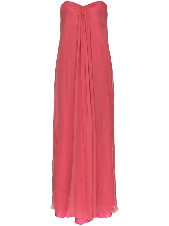 One Vintage Strapless Chiffon Gown - Pink