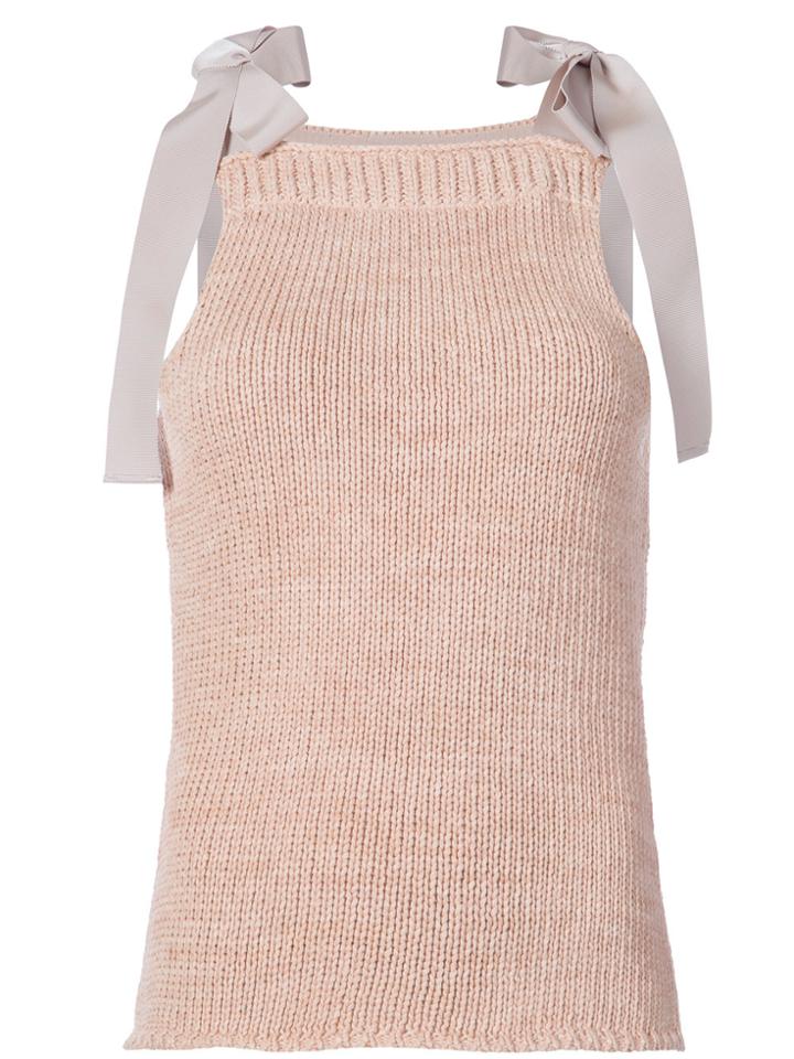 Ulla Johnson Bow Tie Knitted Top - Pink & Purple