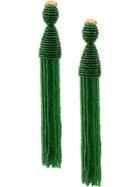 Oscar De La Renta Beads Draped Earrings - Green