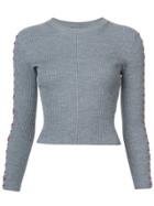 Alexander Mcqueen Lace Detail Cropped Sweater - Grey