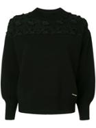Loveless Front Applique Sweater - Black