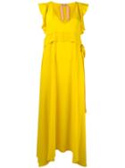 No21 Belted Sleeveless Dress, Women's, Size: 44, Yellow/orange, Acetate/silk