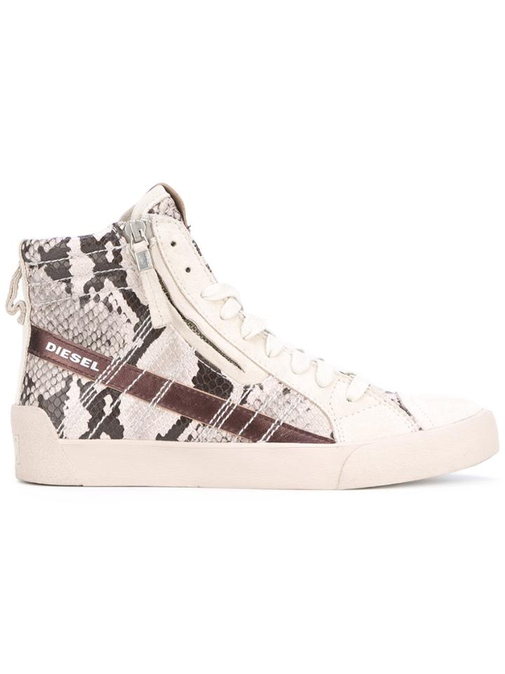 Diesel Snakeskin Print Hi-tops - Nude & Neutrals