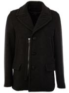 Lanvin Zip Coat, Men's, Size: 48, Grey, Polyamide/polyester/viscose/virgin Wool