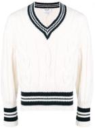 Thom Browne Cricket Stripe V-neck Pullover - White