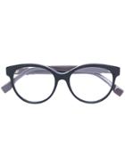 Fendi Eyewear Studded Round Frame Glasses - Black