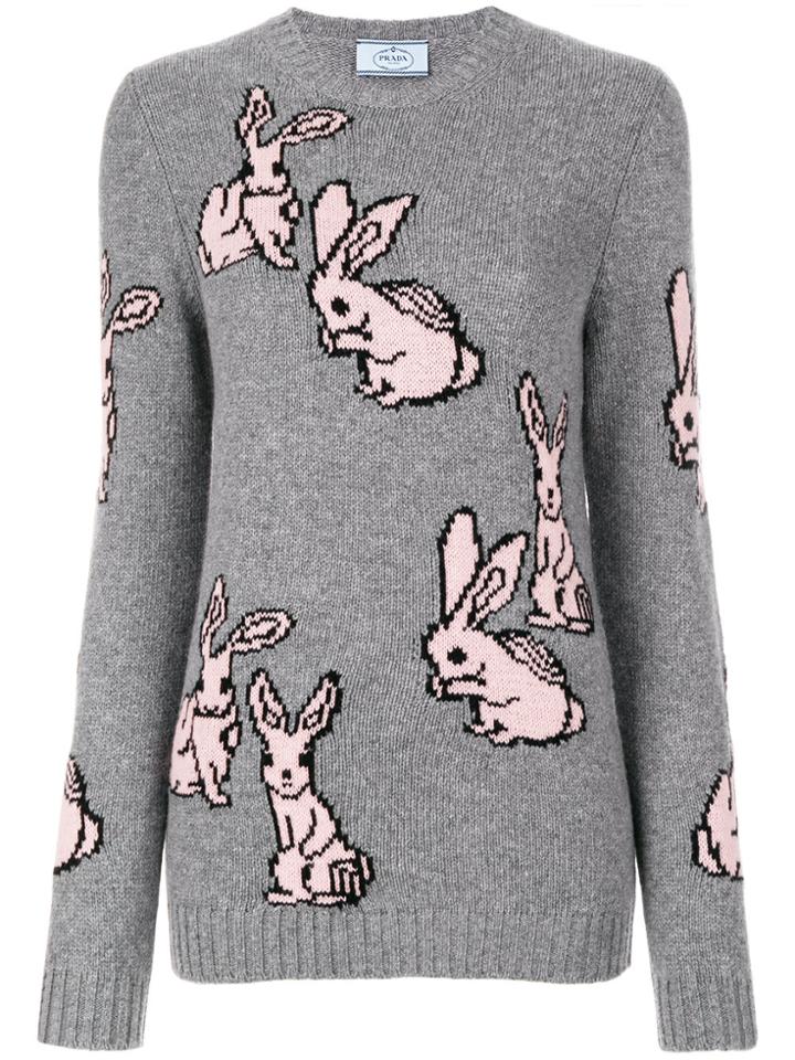 Prada Rabbit Intarsia Jumper - Grey