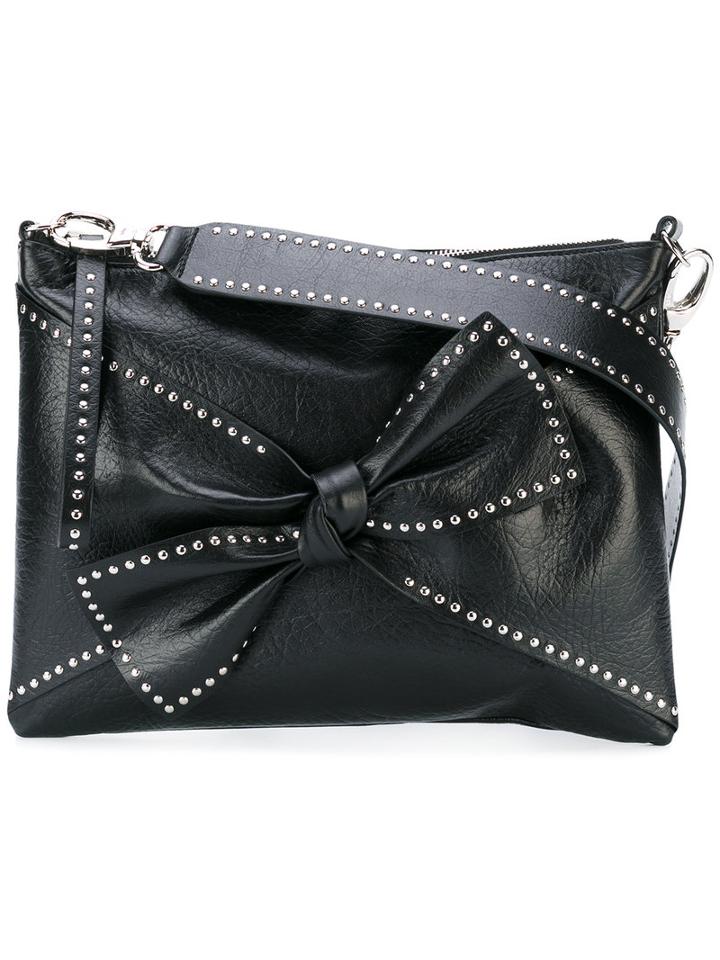 Red Valentino - Studded Bow Shoulder Bag - Women - Sheep Skin/shearling/metal - One Size, Black, Sheep Skin/shearling/metal