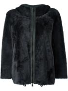 Brunello Cucinelli Hooded Jacket, Women's, Size: 42, Black, Acetate/silk/sheep Skin/shearling