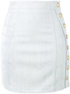 Balmain Denim Mini Skirt, Women's, Size: 38, Blue, Cotton/spandex/elastane