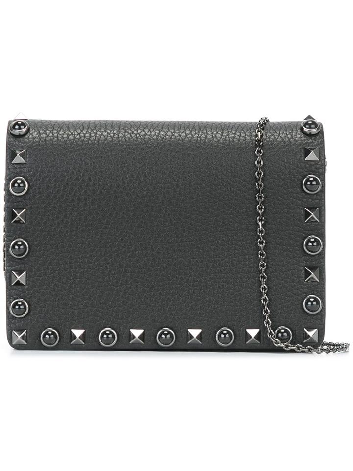 Valentino 'rockstud Rolling Noir' Foldover Shoulder Bag