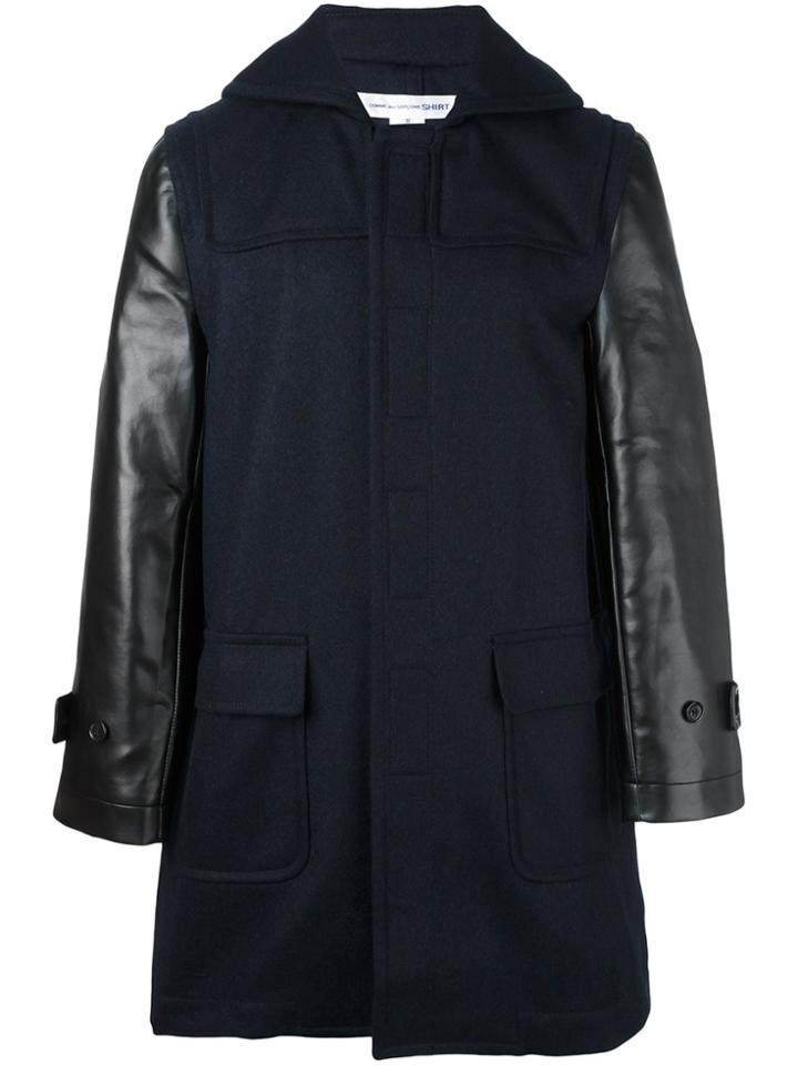 Comme Des Garçons Shirt Contrast Panel Coat - Blue