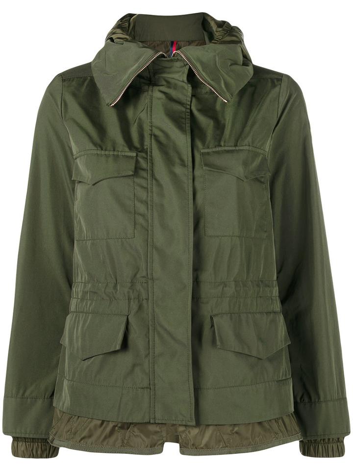 Moncler Hooded Parka Jacket, Women's, Size: 0, Green, Polyester/cotton/polyamide