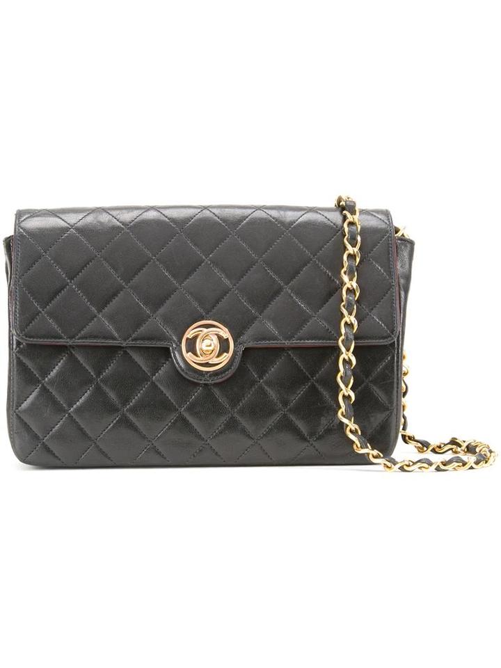 Chanel Vintage Circled Cc Logo Crossbody Bag, Women's, Black
