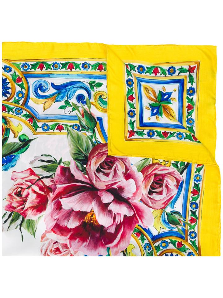 Dolce & Gabbana Sicilian Majolica Print Scarf - Yellow & Orange