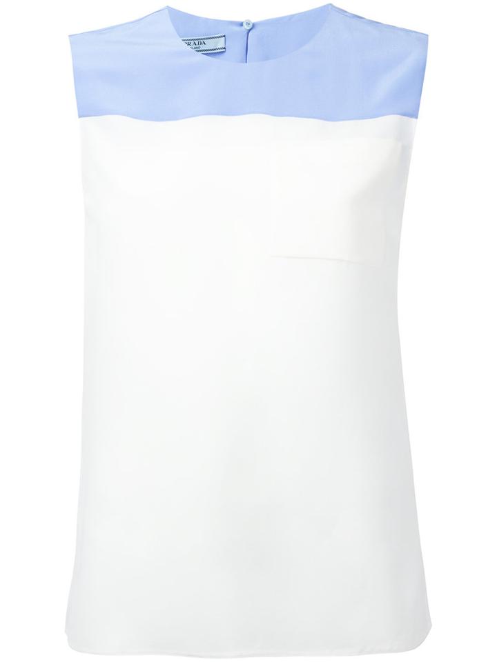 Prada Colourblock Tank Top, Women's, Size: 38, White, Silk