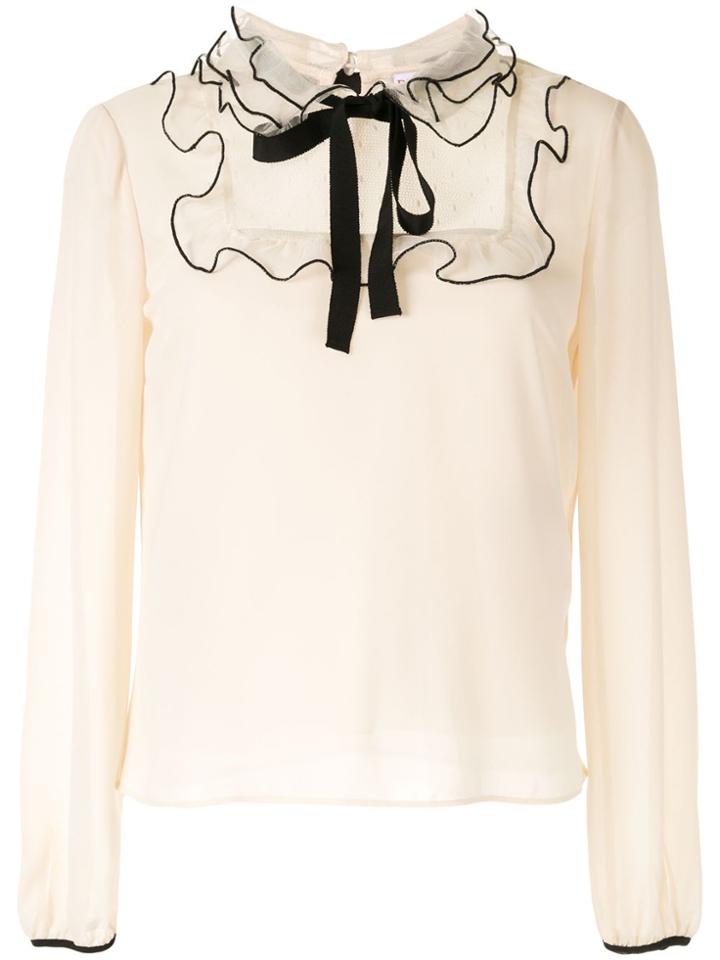 Red Valentino Bow Ruffled Blouse - White