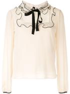 Red Valentino Bow Ruffled Blouse - White
