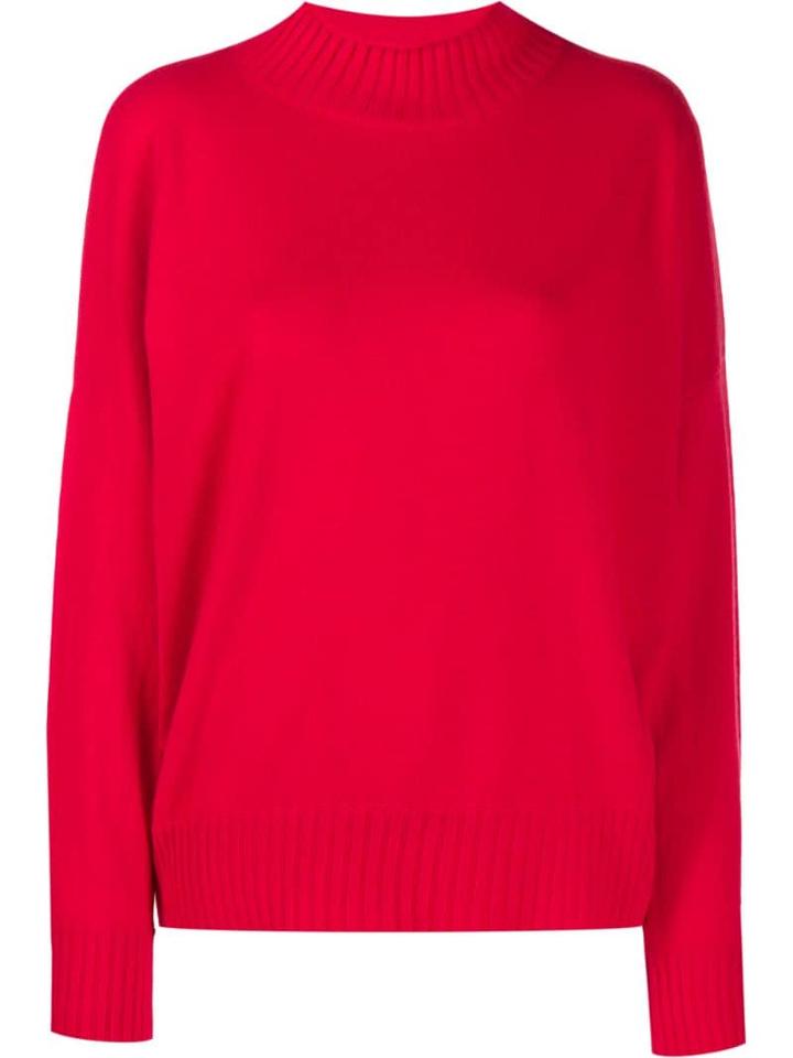 Allude Long Sleeve Knitted Jumper - Red