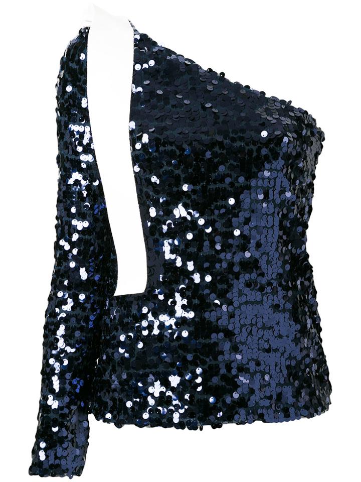 Msgm Sequin Asymmetric Top - Blue