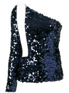 Msgm Sequin Asymmetric Top - Blue