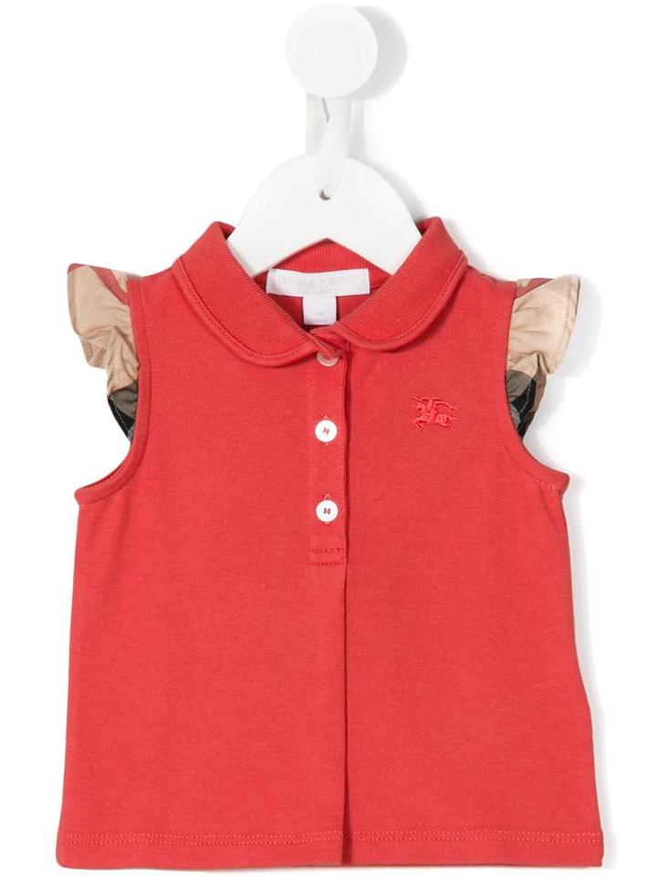 Burberry Kids - Check Cap Sleeve Polo Shirt - Kids - Cotton/spandex/elastane - 24 Mth, Toddler Girl's, Red