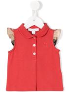 Burberry Kids - Check Cap Sleeve Polo Shirt - Kids - Cotton/spandex/elastane - 24 Mth, Toddler Girl's, Red