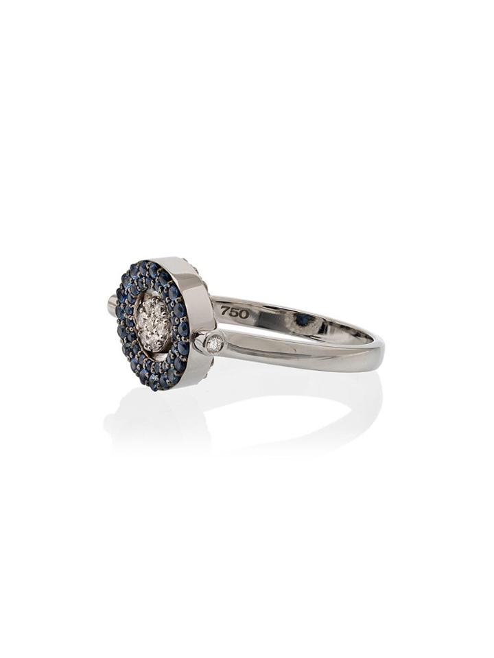 Luis Miguel Howard Blue And Silver Reverso Mini Rounded Sapphire 18k