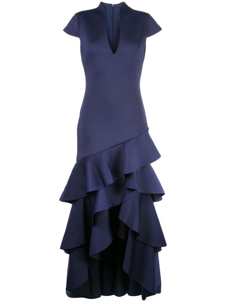 Badgley Mischka Ruffled Hem Gown - Blue