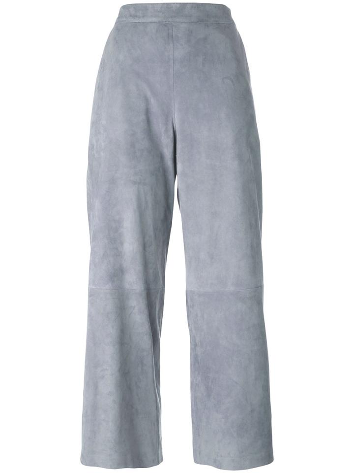 Desa 1972 - Panelled Cropped Trousers - Women - Leather - 38, Women's, Grey, Leather