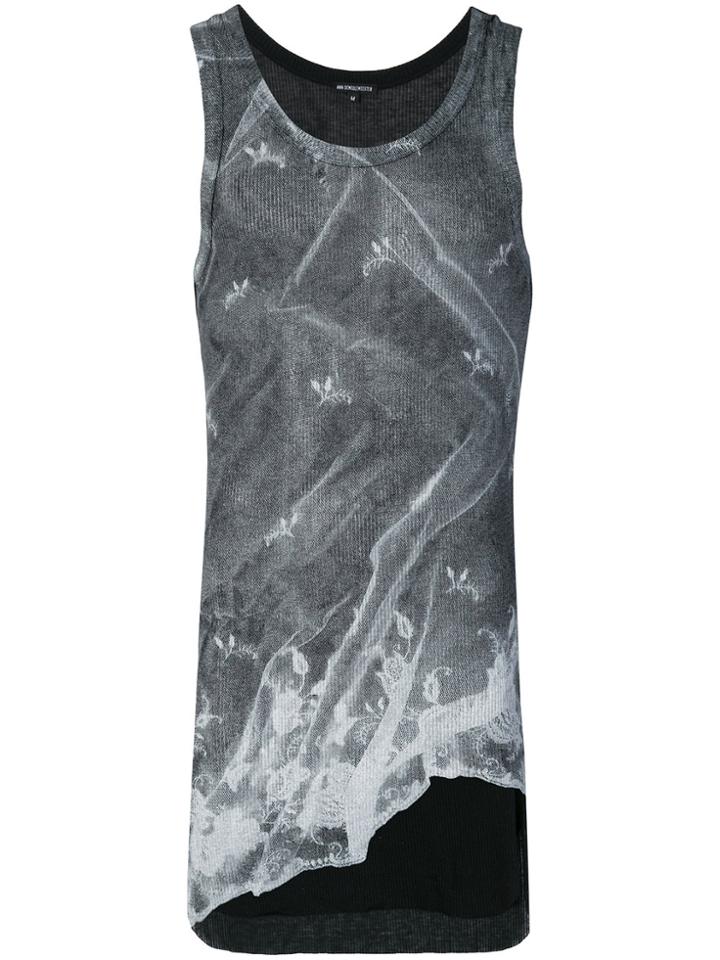 Ann Demeulemeester Lace Print Tank - Black