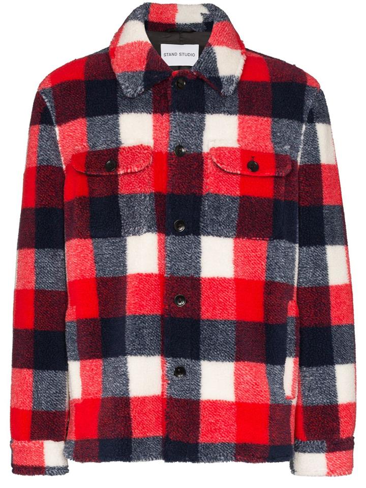 Stand Studio Jeremy Checked Shirt Jacket - Red