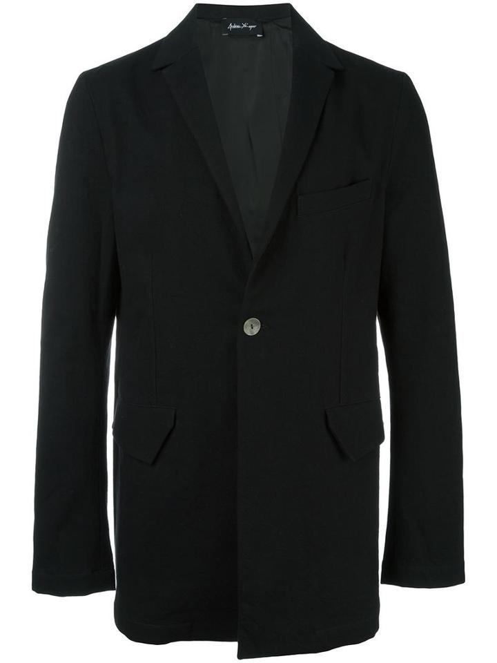 Andrea Ya'aqov Notched Lapel Coat, Men's, Size: Xl, Black, Cotton/virgin Wool/polyamide