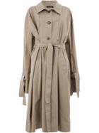 Rokh Draped Trench Coat - Nude & Neutrals