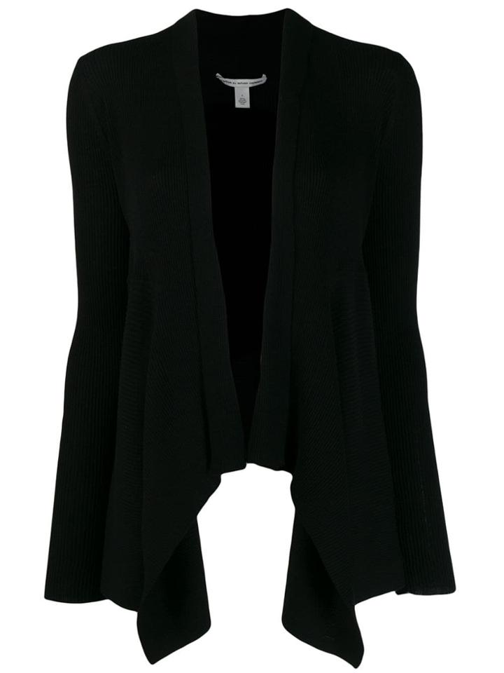 Autumn Cashmere Ribbed Knit Asymmetric Cardigan - Black