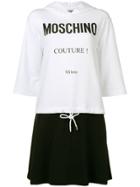 Moschino Logo Print Hooded Dress - White