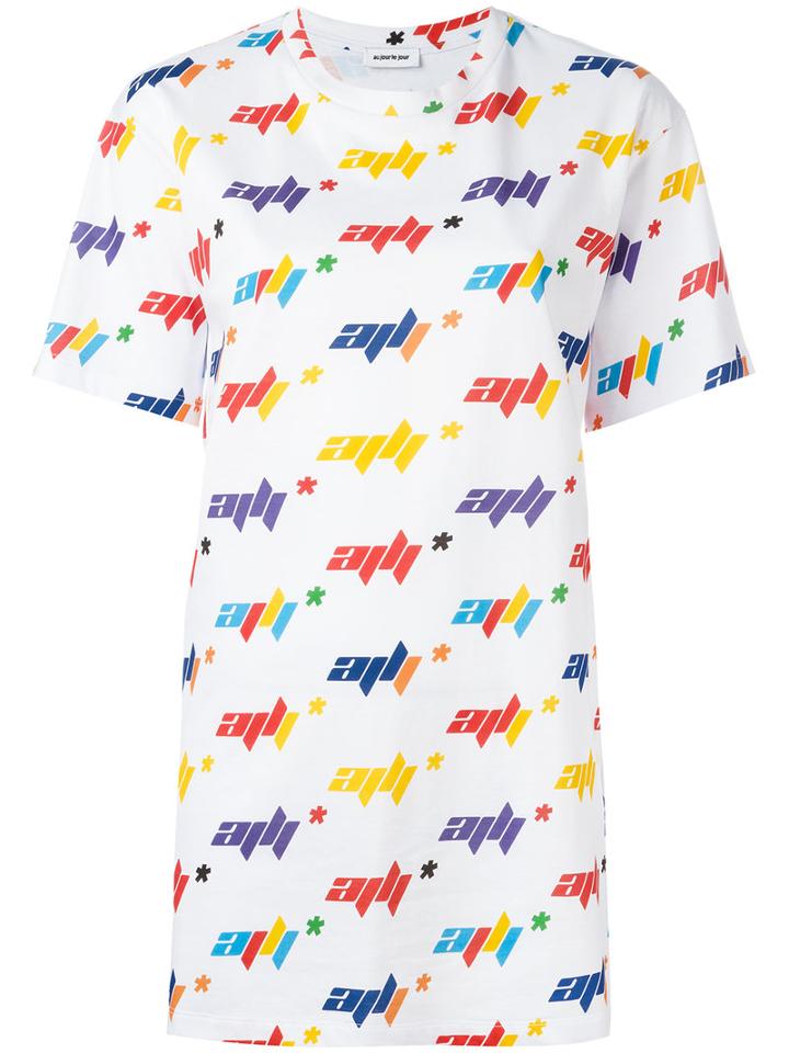 Au Jour Le Jour All Over Print T-shirt, Women's, Size: 42, White, Cotton