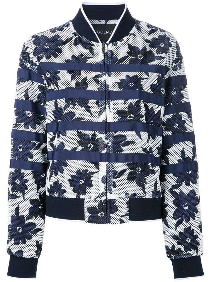 Goen.j Floral Print Bomber Jacket - Blue