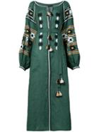 Vita Kin - Long Embroidered Dress - Women - Linen/flax - S, Green, Linen/flax