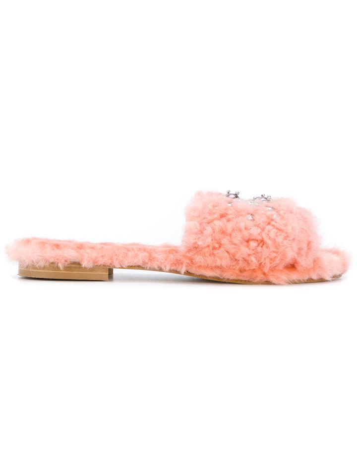 Emanuela Caruso Embellished Mules - Pink & Purple