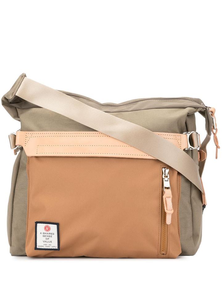 As2ov Contrast Panel Shoulder Bag - Brown