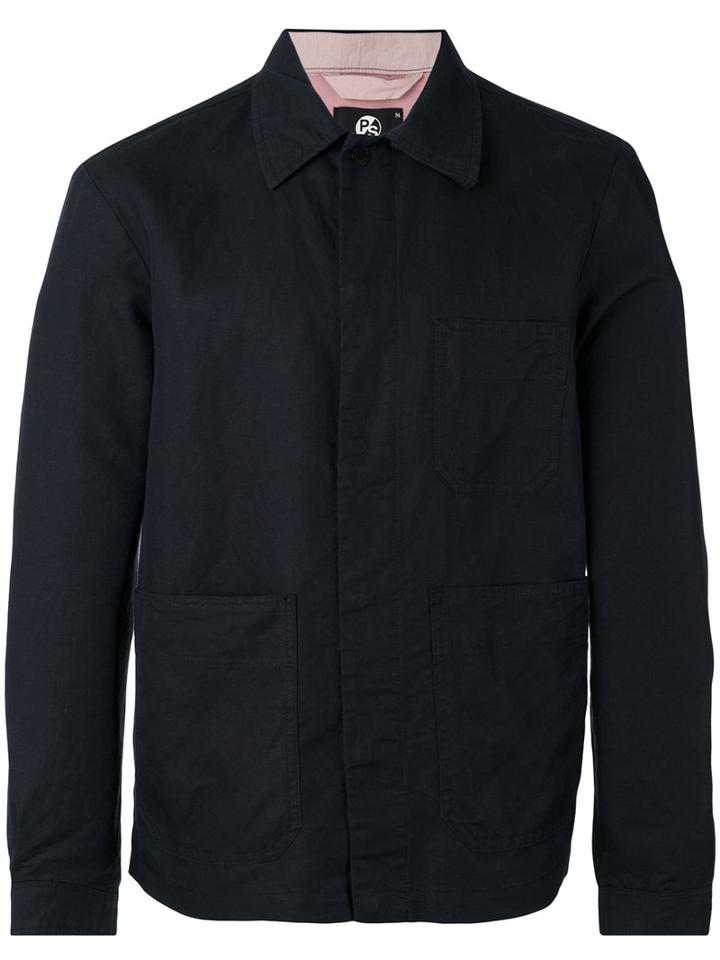 Ps By Paul Smith Shirt Jacket, Men's, Size: Xl, Blue, Cotton/linen/flax/polyester