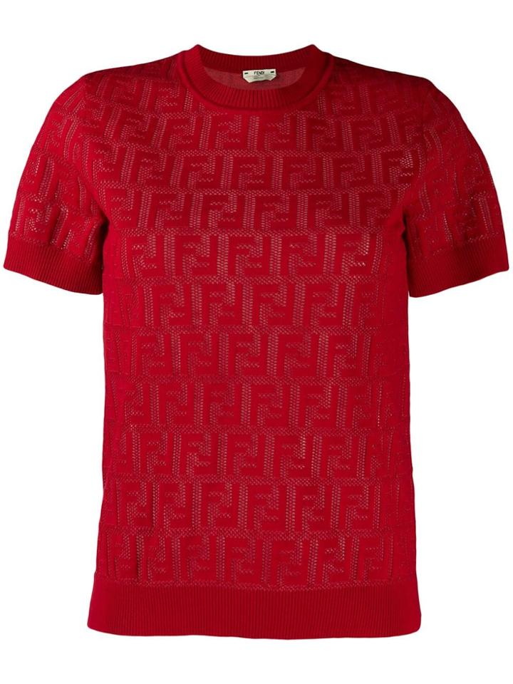 Fendi Ff Motif Knit Top - Red